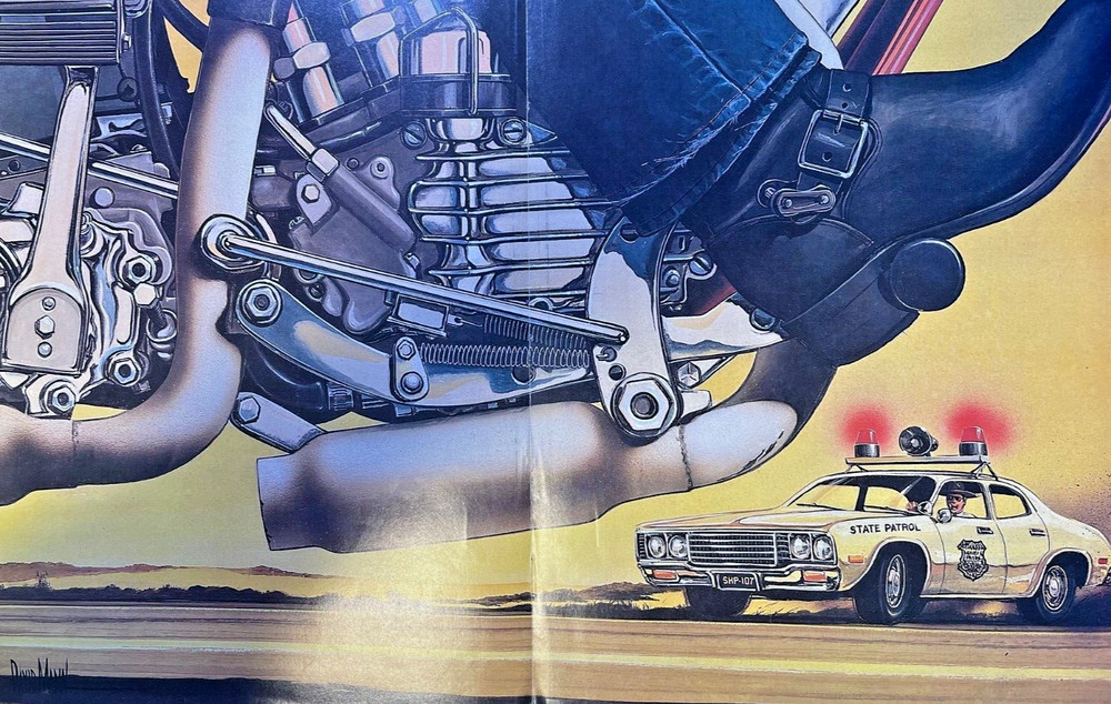 David Mann Poster State Patrol Chasing Motorcycle Rider
