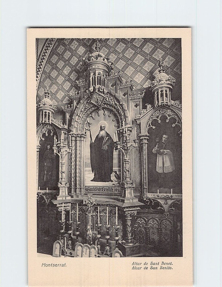Postcard Altar de San Benito Montserrat Spain