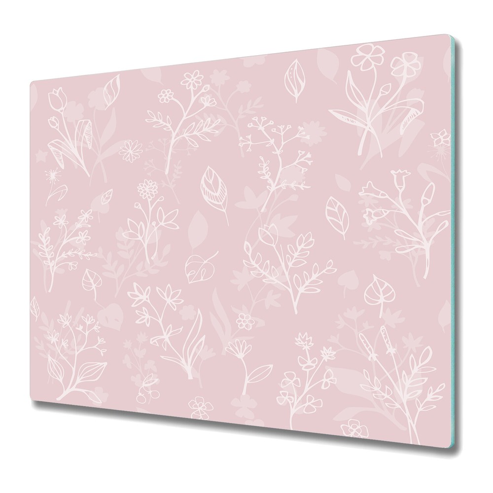 Glass Kitchen Chopping Cutting Board Pink white contour floral pink 60x52