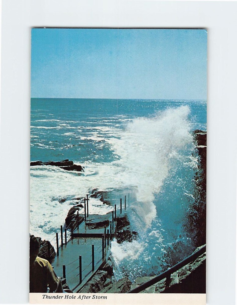 Postcard Thunder Hole After Storm Ocean Drive Bar Harbor Maine USA