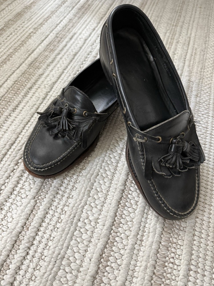 VTG Ralph Lauren Men’s Shell Cordovan Black Leather Tassel Loafer Made in Usa