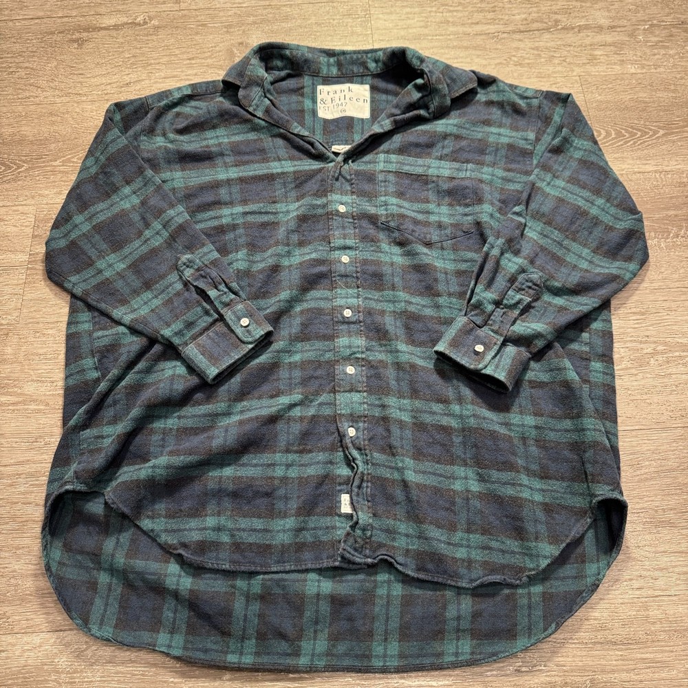 Frank & Eileen Mackenzie Shirt Womens One Size Green Plaid Long Sleeve Flannel