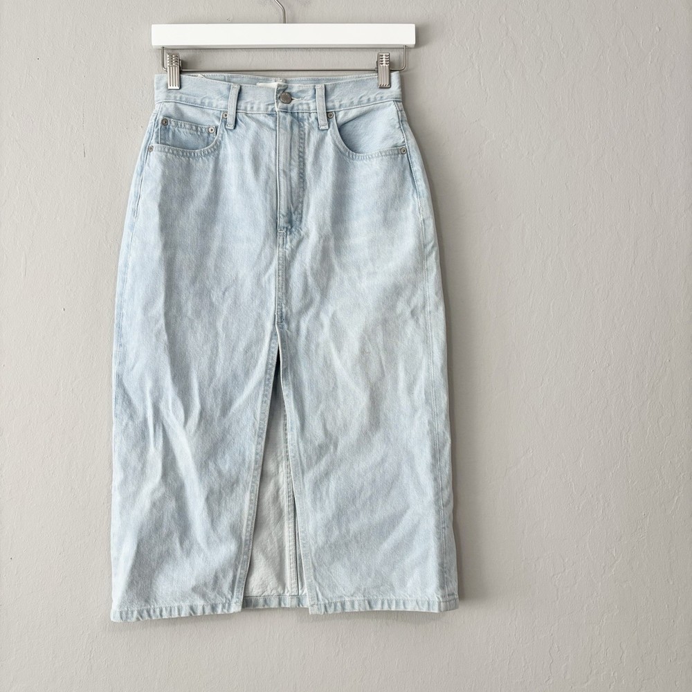 Aritzia Denim Forum 90’s Halle Midi Denim Jean Skirt Y2K Size 25