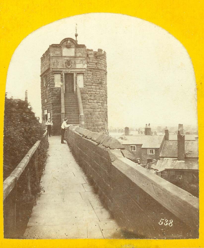 D0067~ ENGLAND – Chester - Phoenix Tower 1860s Stereoview – By Poulton