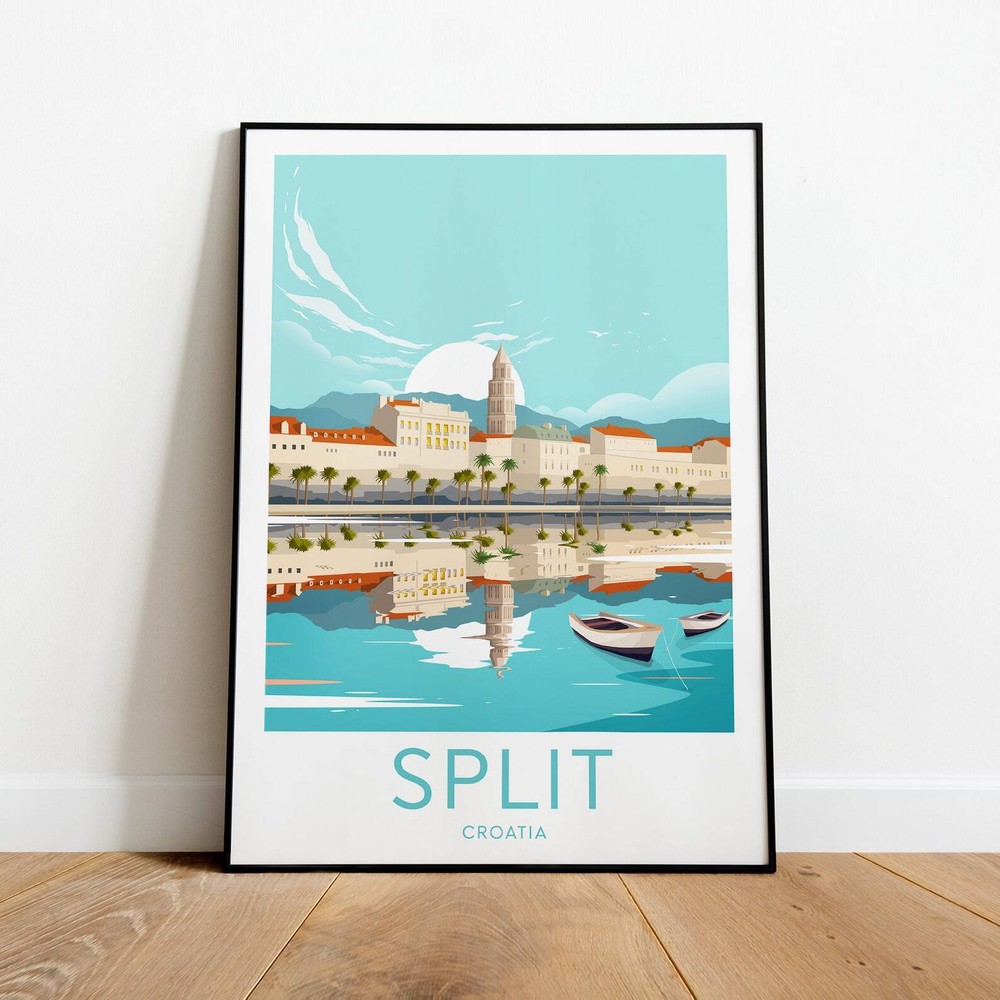 Split Croatia Travel Print Map Poster  