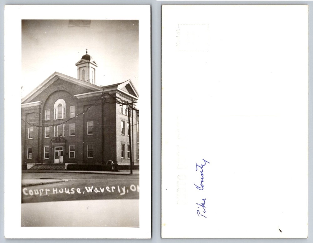 Vintage RPPC Waverly Ohio Courthouse Pike County Kodak Real Photo Postcard