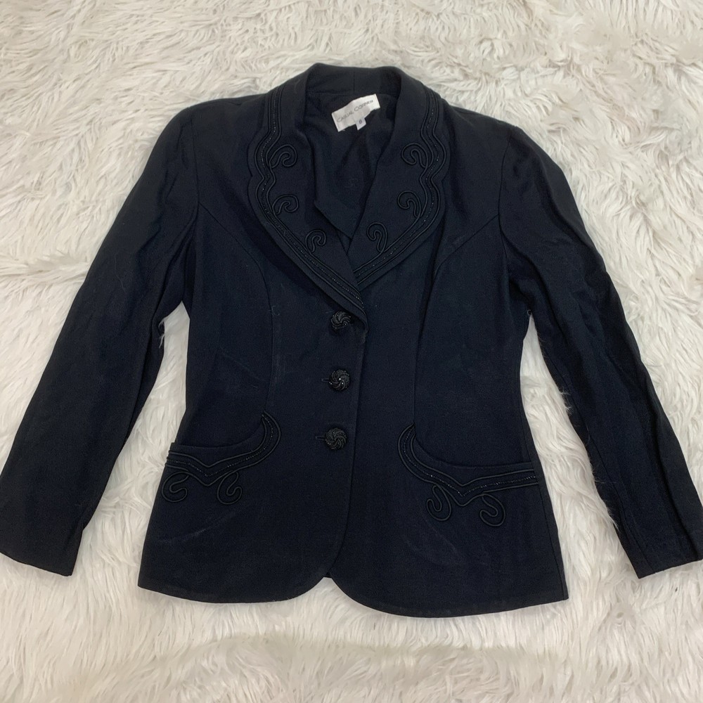casual corner navy embellished blazer jacket size 8