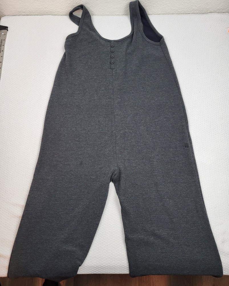 Tommy John Zen Waffle Jumpsuit Womens Small Gray Thermal Lounge Wear Capri