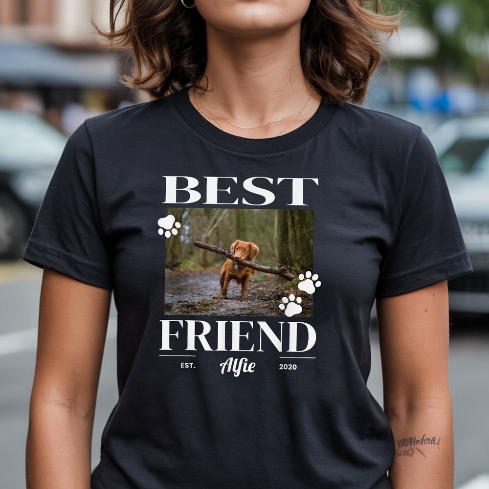 Custom Pet Photo T-Shirt Personalized Dog or Cat Best Friend Tee Gift