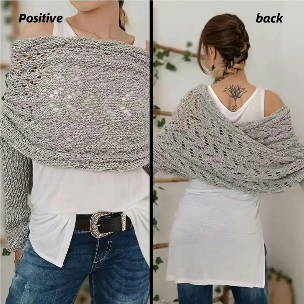 Luxury Custom Knit Cashmere Pashmina Winter Shawl with Double Sleeves