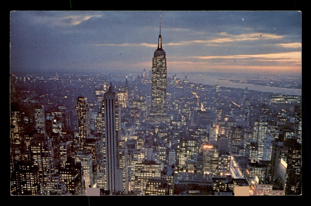 Empire State Building At Night Skyline Newy York NY Unp Postcard