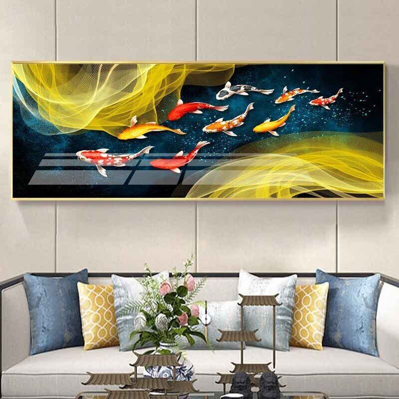 Abstract Koi Fish Canvas Painting for Modern Home Wall Decor Art Print-image