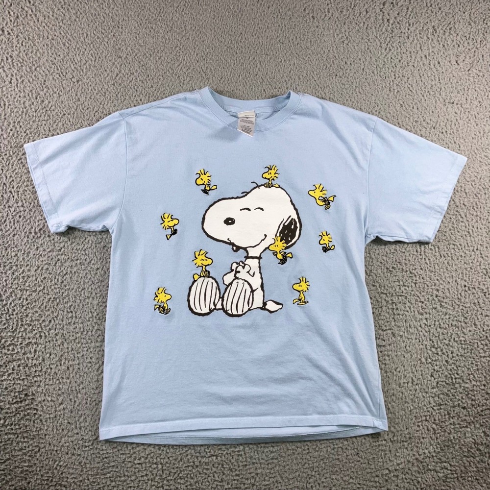 Peanuts Snoopy and Woodstock Graphic T-Shirt Large Unisex Retro Cartoon