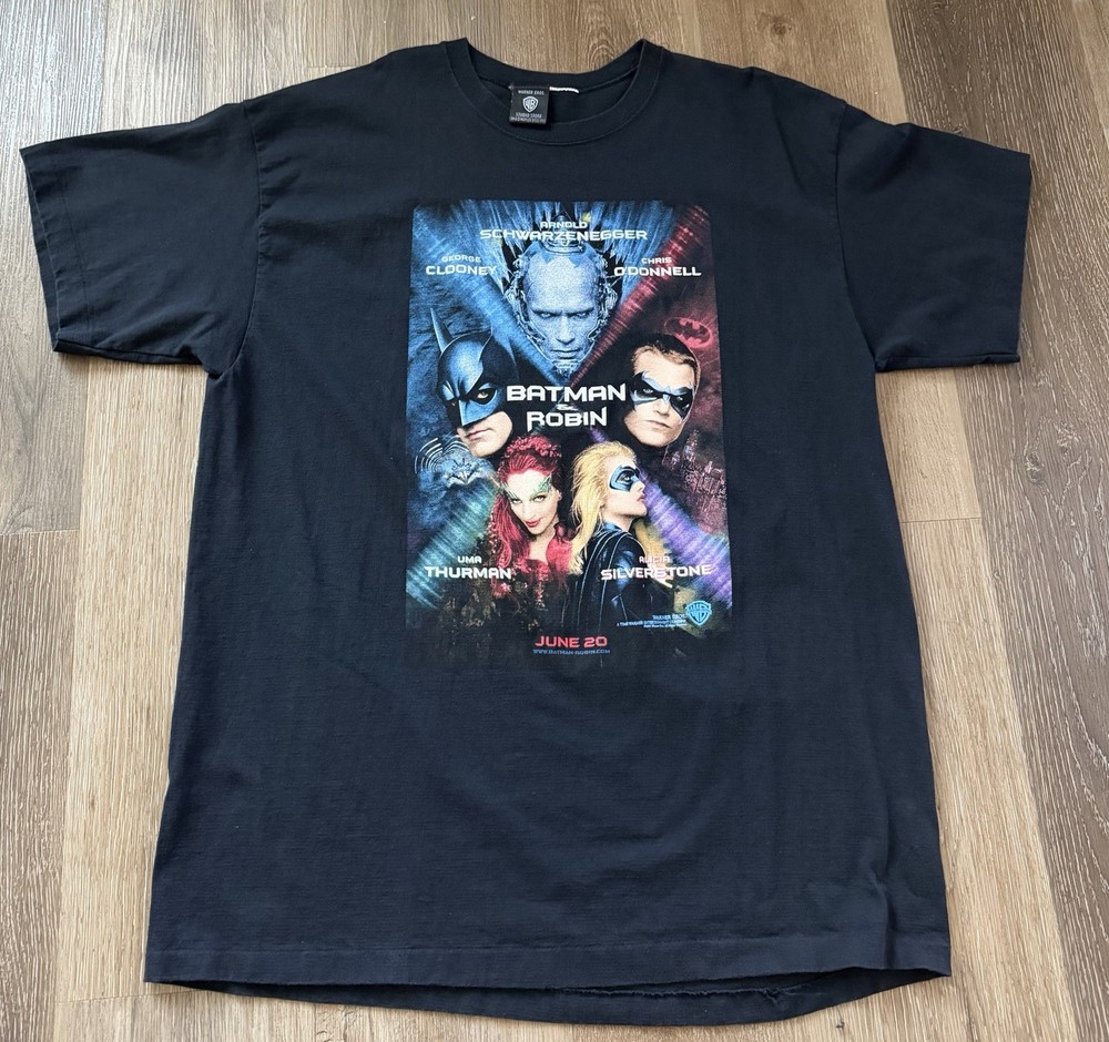 Vintage 90s Batman & Robin Movie Promo T-Shirt  Sz XL ? Single Stitch DC Comic