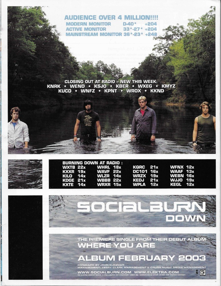 SOCIALBURN VIntage Down 2002 PROMO TRADE AD Poster for Where you MINT 8.5x11
