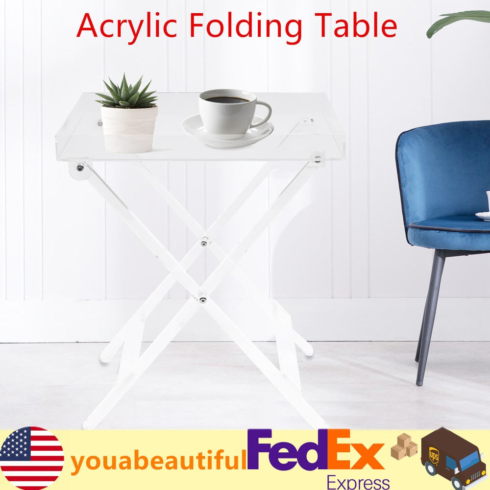 Acrylic Folding Tray Table Clear Acrylic Side End Table Square Coffee Table