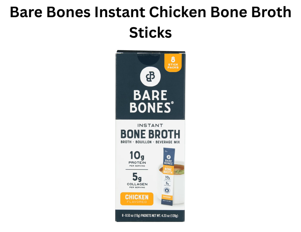 Bare Bones Instant Chicken Bone Broth Sticks, 10G Protein,4.23 oz, 8 Count Total