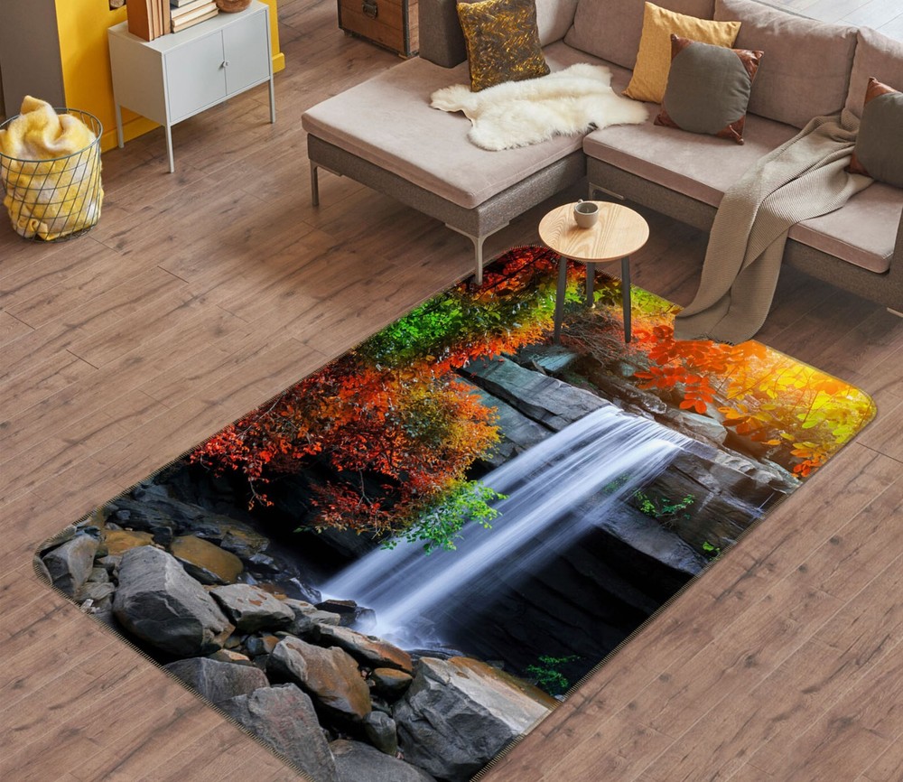 3D Waterfall Leaves ZHUC2384 Game Non Slip Carpet Mat Photo Carpet Amy