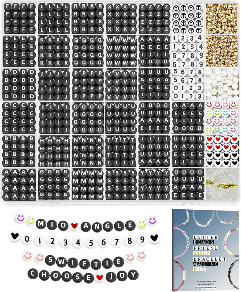 1640Pcs Preppy Letter Beads for DIY Friendship Bracelets - 39 Styles Alphabet Charms