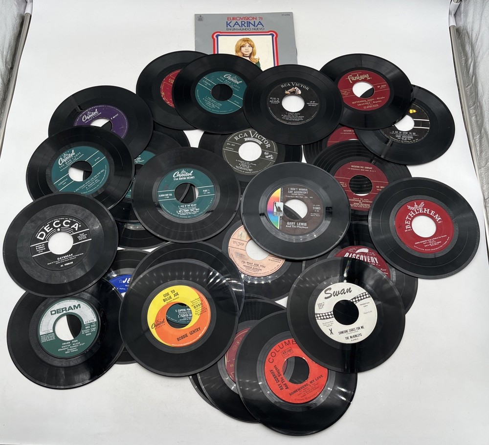 Lot of 29 Vintage 7” 45 RPM Vinyl Records – RCA, Capitol, Liberty, Decca