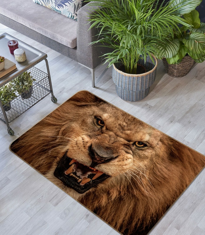 3D Ferocious Lion O3153 Animal Non Slip Rug Mat Elegant Photo Carpet Fay