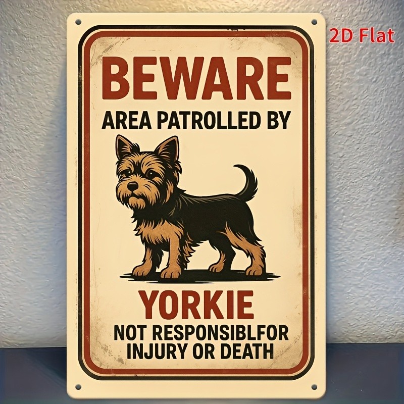 Vintage Beware of Yorkie Tin Metal Signs Home Décor Wall Art 8x12