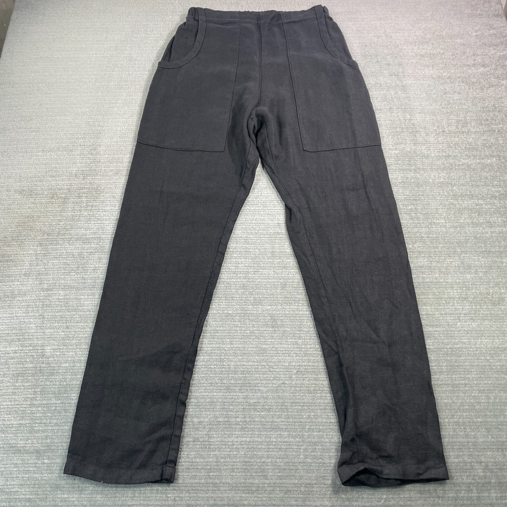 Aqua Vireo Sweden Pants Mens S Black Linen Herringbone Pull On Lounge 30