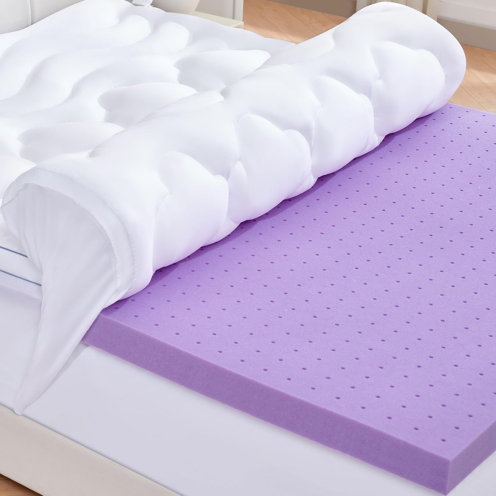 BDEUS Full 2 Inch Cooling Gel Memory Foam Plus 2 Inch Extra Thick 1450GSM Mat...