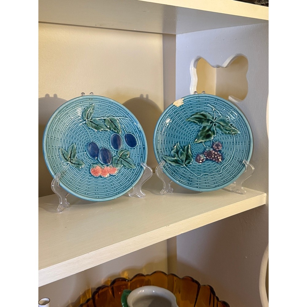 Antique Georg Schmider Zell Majolica ceramic plates handmade in Germany