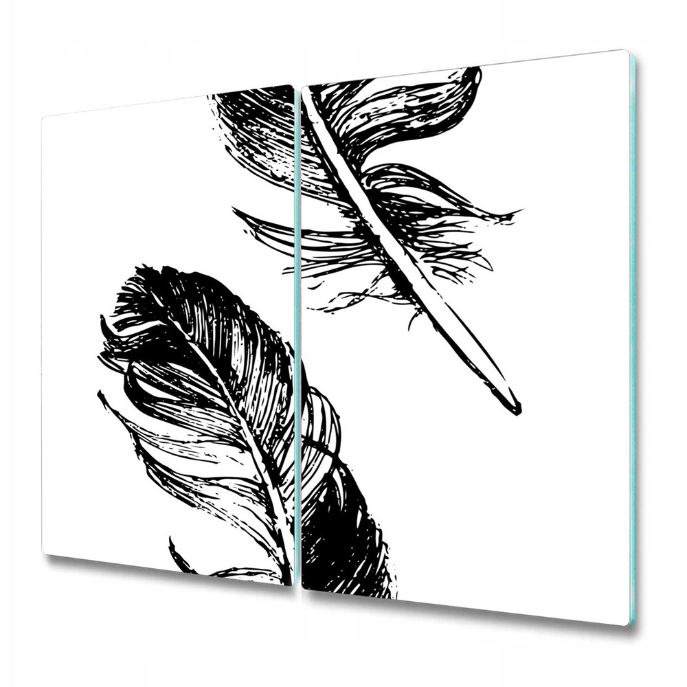 Glass Worktop Kitchen Chopping Board Feather Black and White Bird 2x30x52