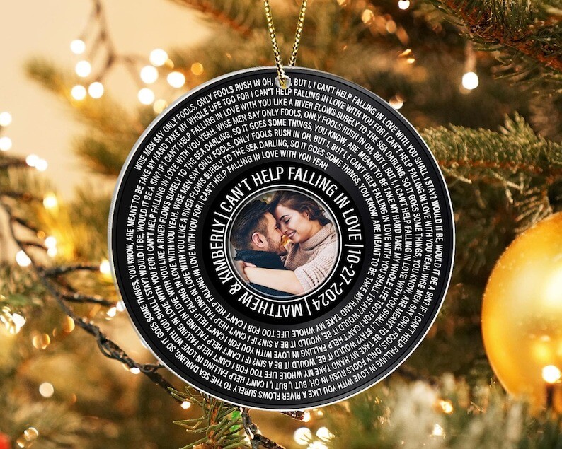 Custom Song Photo Ornament, Couple Vinyl Record Christmas Ornament, Personali...