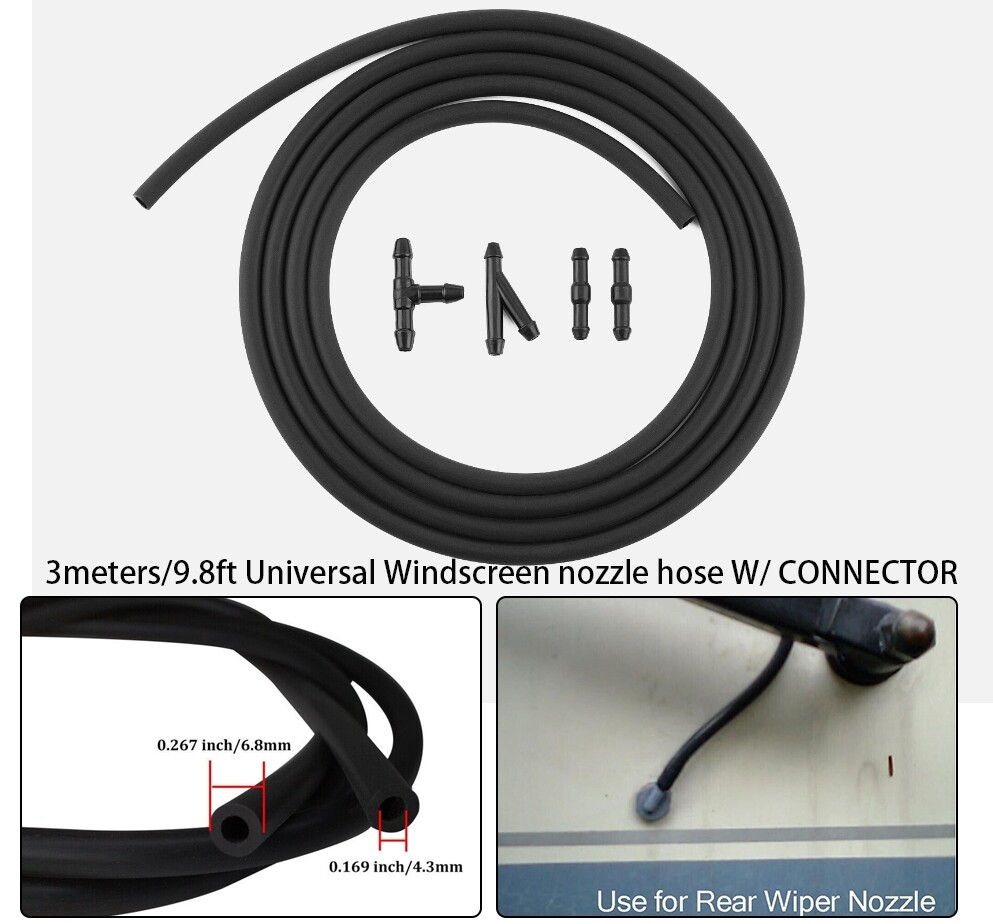 Universal Windshield Wiper Washer Fluid Tube Hose Pipe Nozzle Parts Set 9.84Ft
