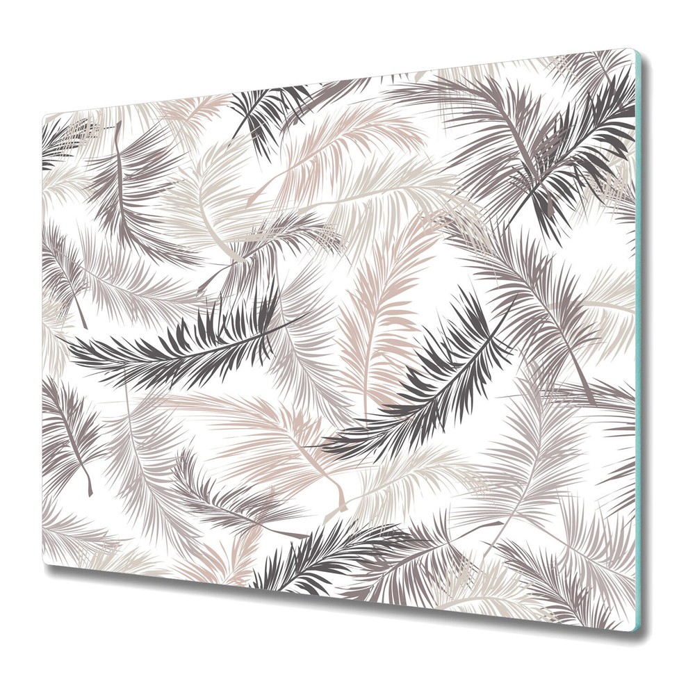 Glass Worktop Saver with Tropical Modern Art Minimalist Palm Leaf Design in 60x52cm Size for Stylish Kitchen Protection