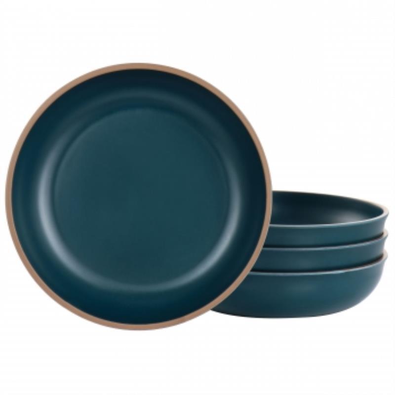 Gibson Home Rockabye 4 Piece Melamine Dinner Bowl Set In Dark Teal