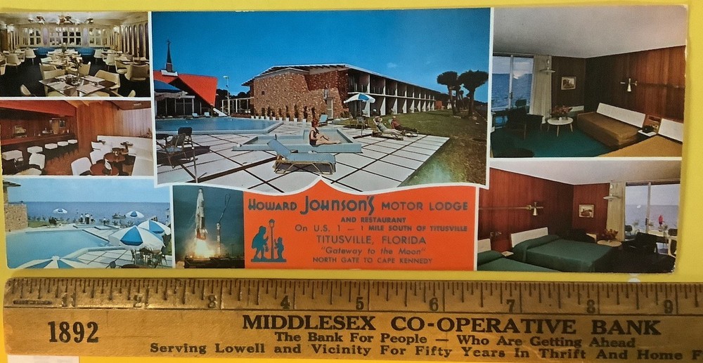 Howard Johnson’s Motor Lodge, Titusville, FL Panoramic X Long 1960’s Postcard