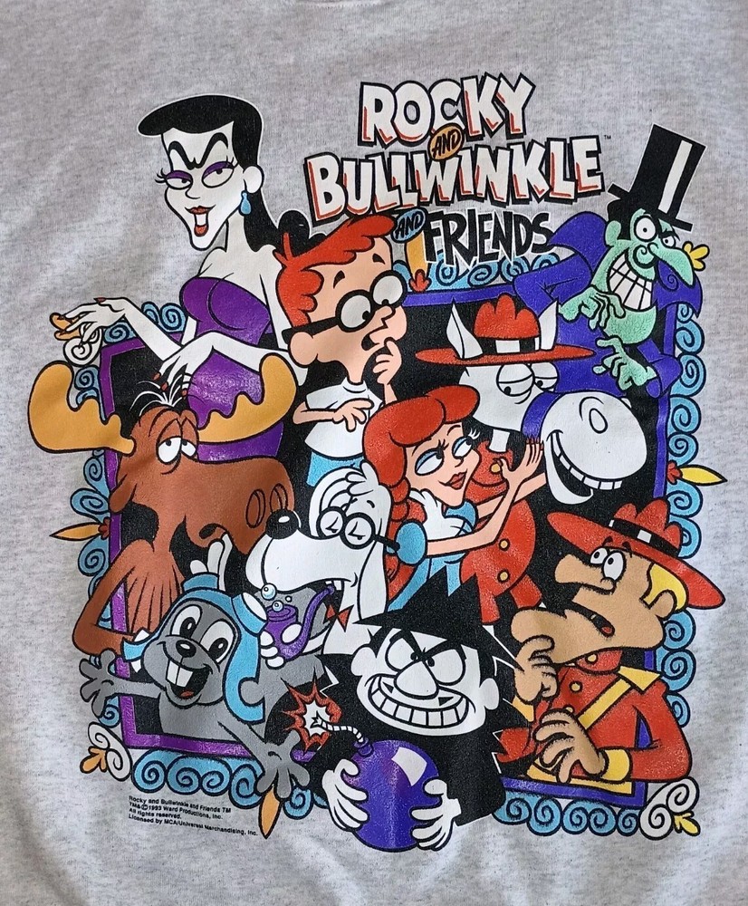 The Adventures Of Rocky & Bullwinkle & Friends Grey T-shirt S to 5XL BA619