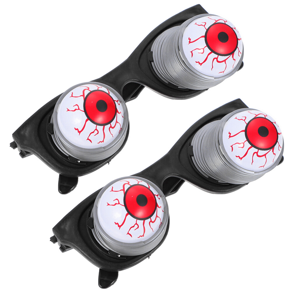 2PCS Spring Eyeball Glasses Prank Eyeballs Props Scary Bloody Eyeball Eyeglasses