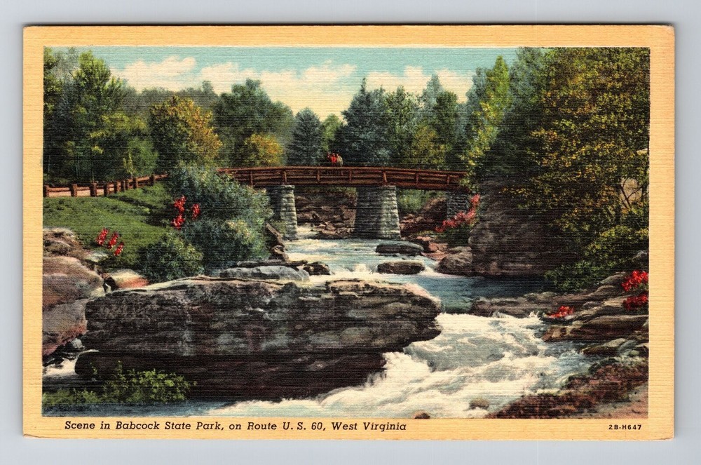 WV-West Virginia, Scene in Babcock State Park, Vintage Postcard