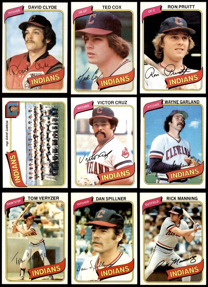 1980 Topps Cleveland Indians Team Set 7 - NM 4986611