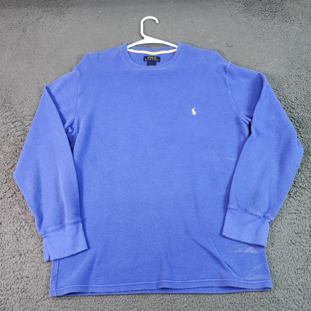 Polo Ralph Lauren Shirt Mens Large Blue Thermal Waffle Knit Long Sleeve Tee