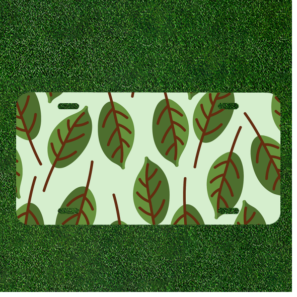 Custom Personalized License Plate Auto Tag With Amazing Leaves Draw Sketch Art