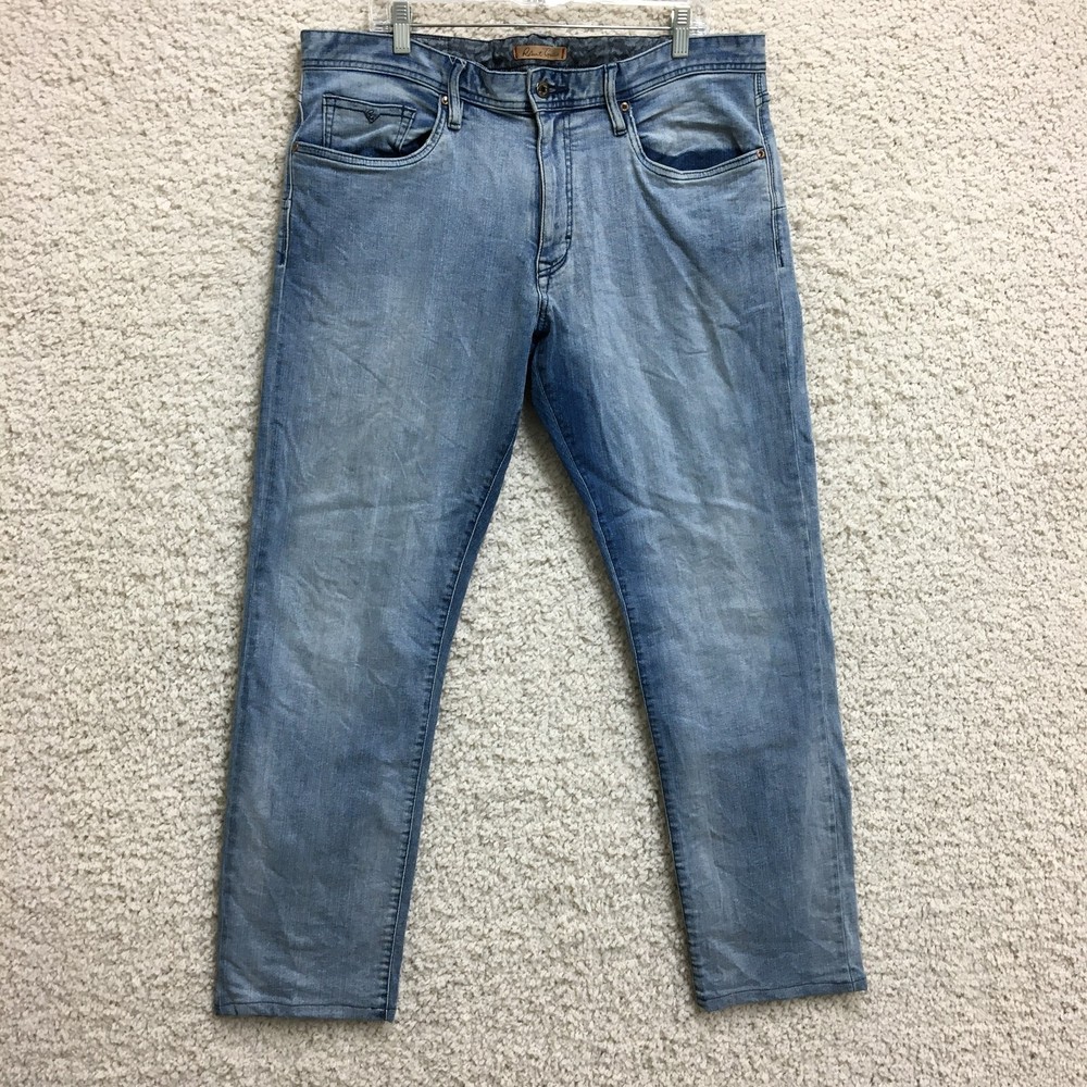 Robert Graham Men's Blue Straight Leg Jeans 38x32 Medium Wash Modern Fit