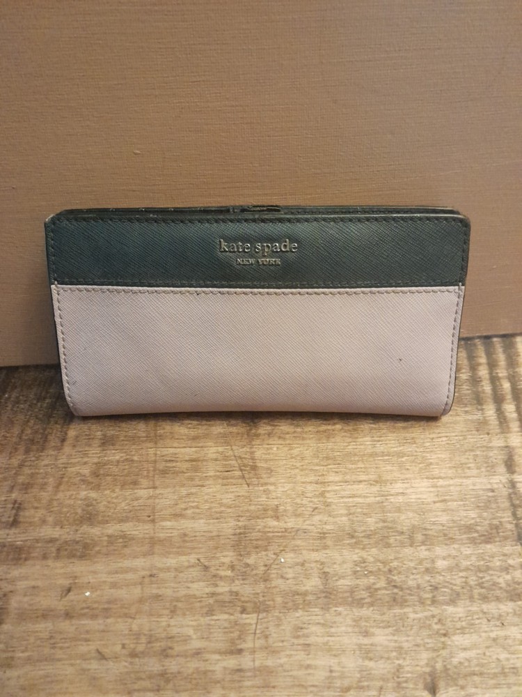 Kate Spade Cameron Leather Large Slim Wallet - Warm Beige/Black