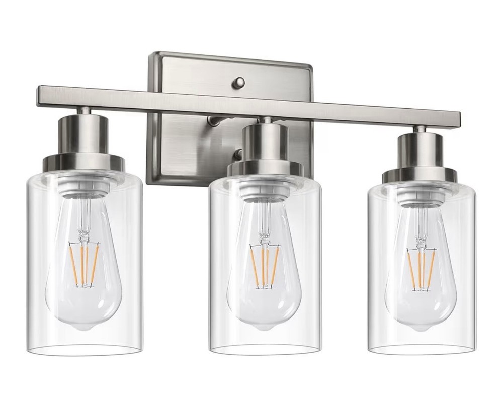 3-Light Bathroom Vanity Light Brushed Nickel | E26 | Modern Wall Fixture New