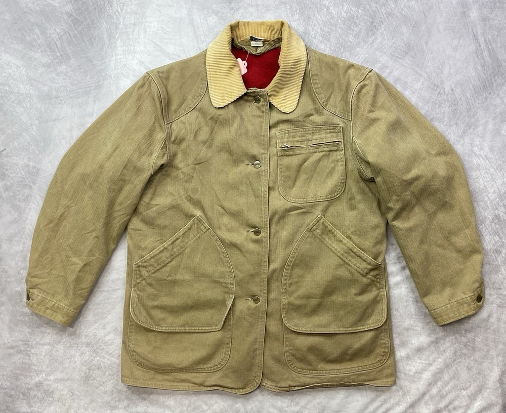 Vintage LL BEAN C784 Brown Canvas Lined Field Barn Chore Coat Jacket Size L