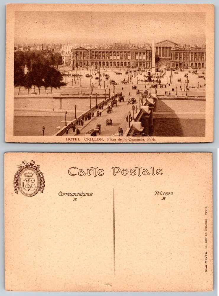 Paris Place de la Concorde Hotel Crillon Obelisk Early 1900s Postcard