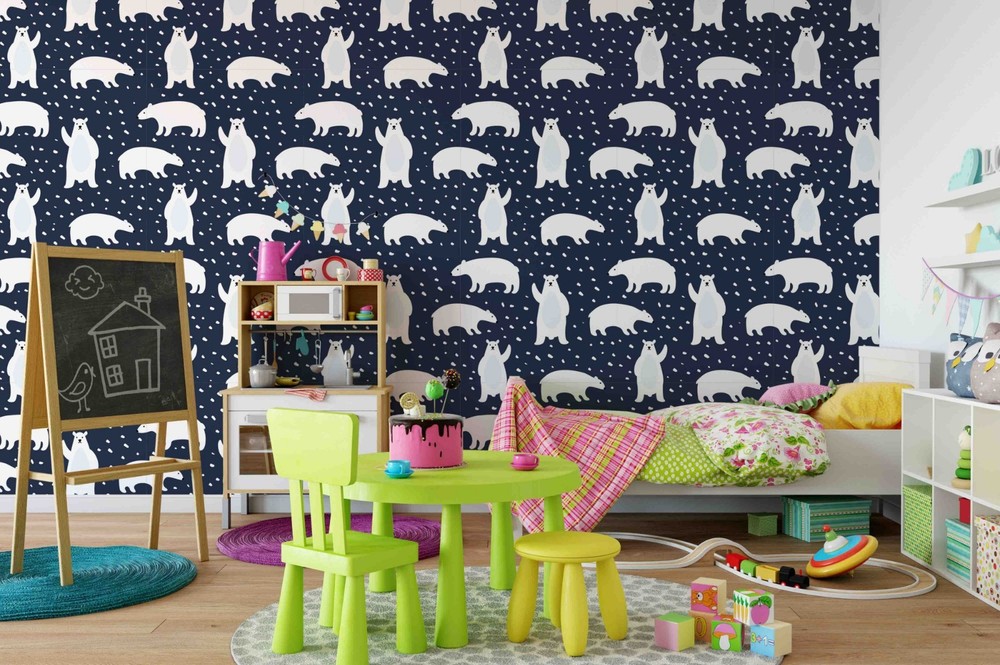 3D Animals Polar Bear Pattern Wall Murals Wallpaper Murals Wall Sticker