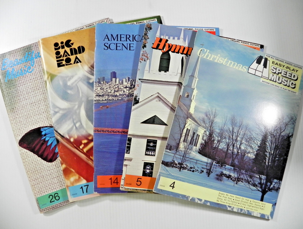 Easy Play Speed Music Song Books - Lot of 5 - Organ/Piano/Guitars c1970s