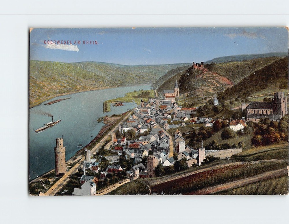 Postcard Aerial View Oberwesel Am Rhein Germany