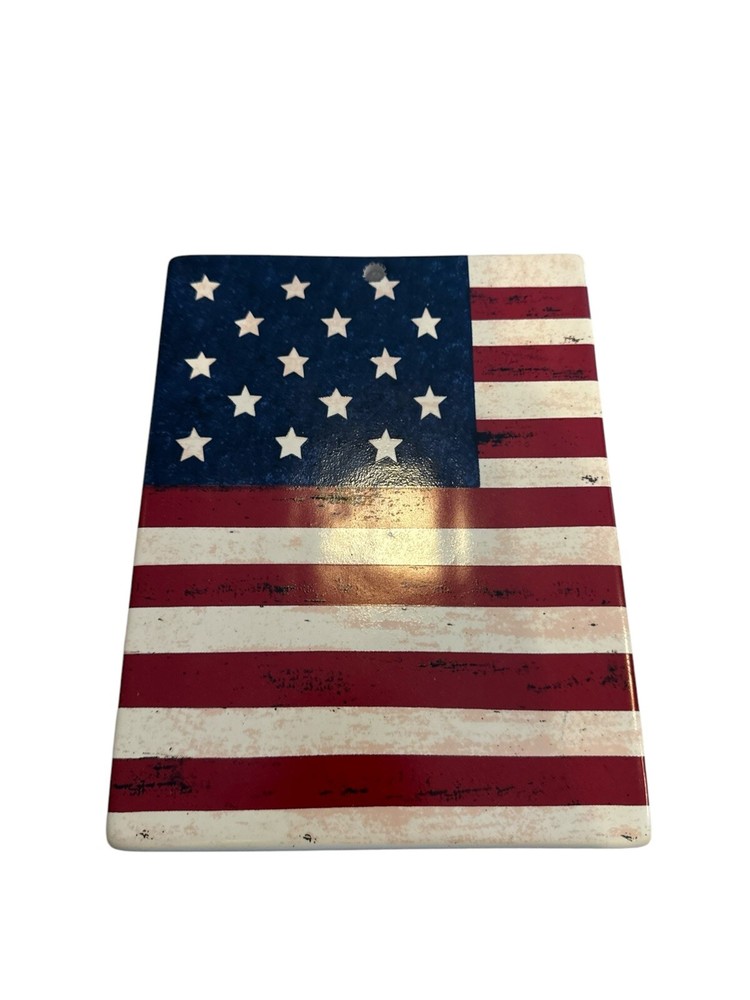 Warren Kimble Brandon House  American Flag Trivet Seramic Cheese Board Sakura